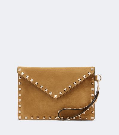 Valentino Garavani Valentino Garavani Rockstud Medium suede pouch