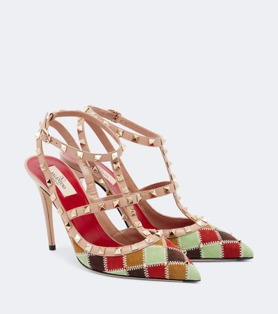 Valentino Garavani Valentino Garavani Rockstud patchwork suede and leather pumps