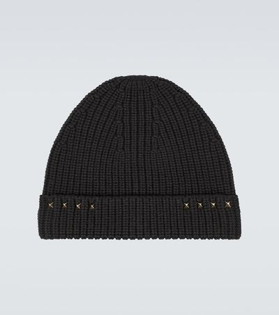 Valentino Garavani Valentino Garavani Rockstud ribbed-knit wool beanie