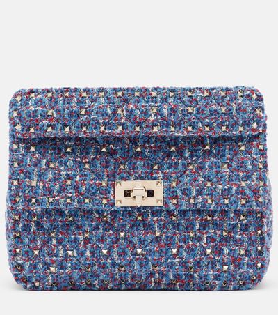 Valentino Garavani Valentino Garavani Rockstud Spike Medium tweed top-handle bag