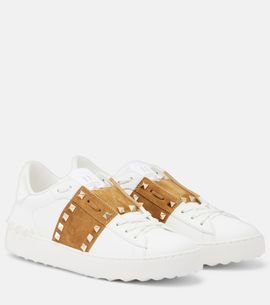 Valentino Garavani Valentino Garavani Rockstud suede-trimmed leather sneakers