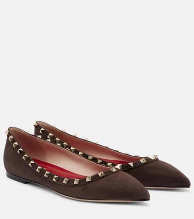 Valentino Garavani Valentino Garavani Rockstud suede ballet flats