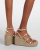 Valentino Garavani Valentino Garavani Rockstud Torchon leather wedge espadrilles - 2