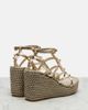 Valentino Garavani Valentino Garavani Rockstud Torchon leather wedge espadrilles - 3