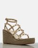 Valentino Garavani Valentino Garavani Rockstud Torchon leather wedge espadrilles - 6