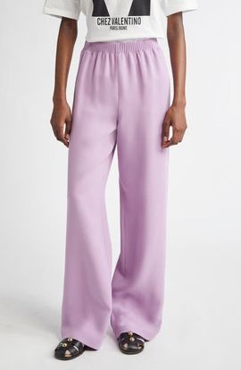 Valentino Garavani Valentino Garavani Silk Cady Couture Wide Leg Pants