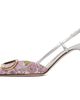 Valentino Garavani Valentino Garavani Silver & Pink VLogo Signature Slingback 80mm Heels - 3