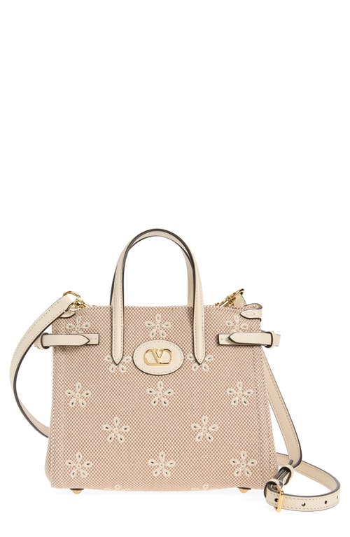 Valentino Garavani Valentino Garavani Small Antibes Flower Embroidered Eyelet Canvas Tote