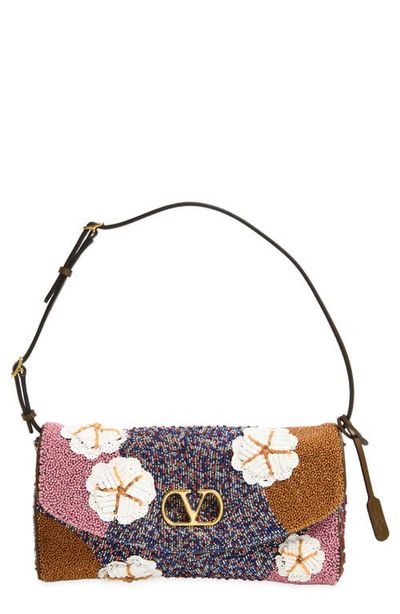 Valentino Garavani Valentino Garavani Small Devain Beaded Silk Shoulder Bag