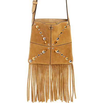 Valentino Garavani Valentino Garavani Small Nellcôte Fringe Stud Suede Crossbody Bag