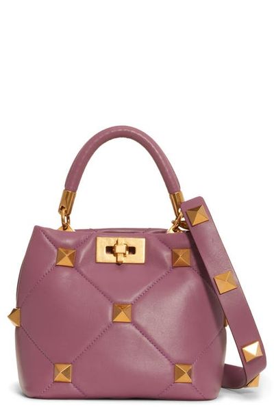 Valentino Garavani Valentino Garavani Small Roman Stud Matelassé Leather Top Handle Bag