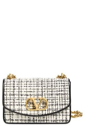 Valentino Garavani Valentino Garavani Small Vain Tweed & Leather Shoulder Bag