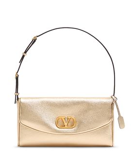 Valentino Garavani Valentino Garavani Small VLogo Metallic Leather Shoulder Bag