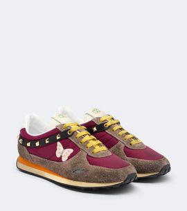 Valentino Garavani Valentino Garavani Stud Up embroidered suede-trimmed sneakers