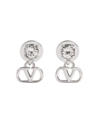 Valentino Garavani Valentino Garavani Swarovski Crystal Logo Drop Earrings, 0.6L