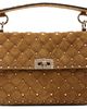 Valentino Garavani Valentino Garavani Tan Rockstud Spike Medium Suede Bag - 1
