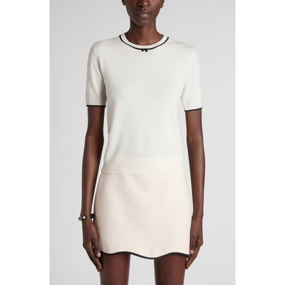 Valentino Garavani Valentino Garavani Tipped V-Detail Short Sleeve Wool Sweater