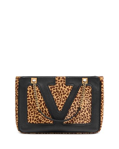 Valentino Garavani Valentino Garavani Viva Superstar Small Leopard Print Calf Hair Tote