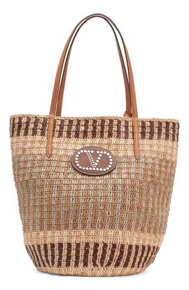 Valentino Garavani Valentino Garavani VLOGO Crochet Raffia Basket Tote