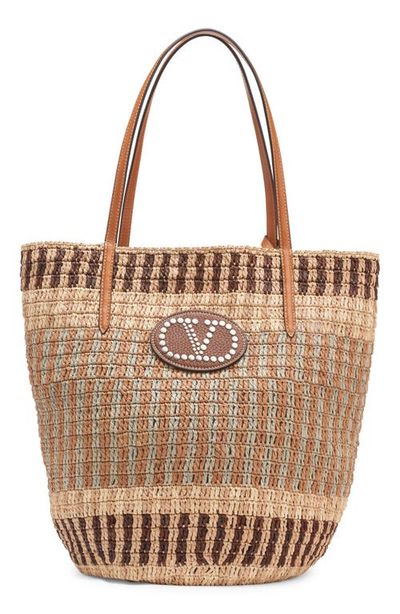 Valentino Garavani Valentino Garavani VLOGO Crochet Raffia Basket Tote