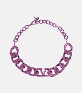 Valentino Garavani Valentino Garavani VLogo embellished chainlink choker