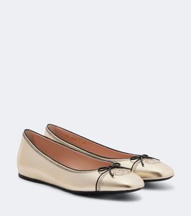 Valentino Garavani Valentino Garavani VLogo embroidered metallic leather ballet flats