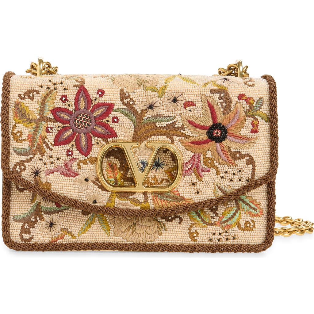 Valentino Garavani Valentino Garavani VLogo Embroidered Silk Shoulder Bag
