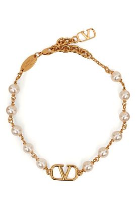 Valentino Garavani Valentino Garavani VLOGO Faux Pearl Bracelet