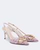 Valentino Garavani Valentino Garavani VLogo floral leather-trimmed slingback pumps - 1