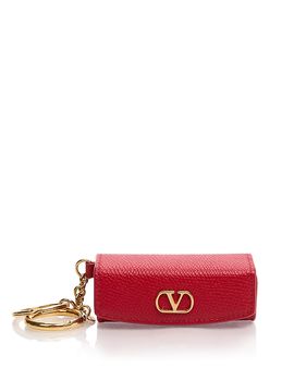 Valentino Garavani Valentino Garavani VLogo Grained Leather Lipstick Keychain