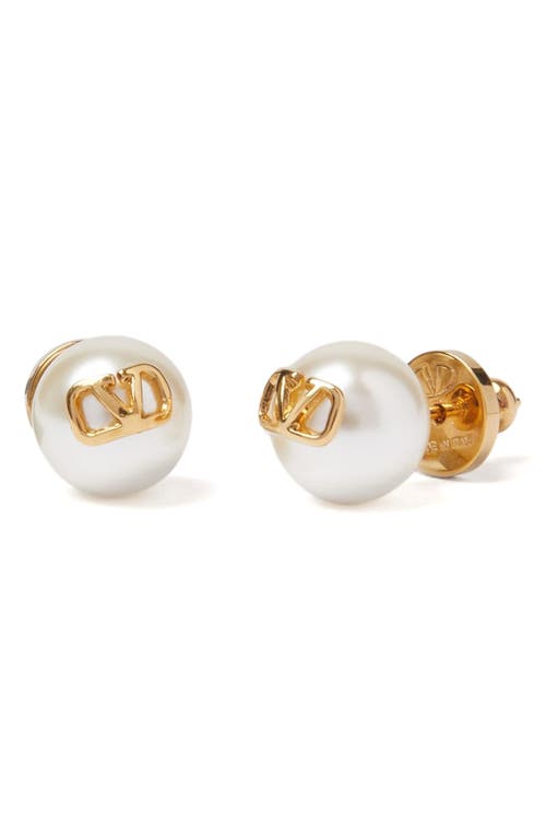 Valentino Garavani Valentino Garavani VLOGO Imitation Pearl Stud Earrings