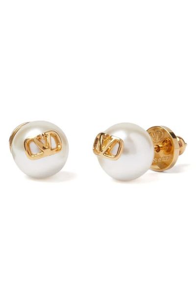 Valentino Garavani Valentino Garavani VLOGO Imitation Pearl Stud Earrings