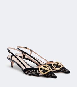Valentino Garavani Valentino Garavani VLogo lace slingback pumps
