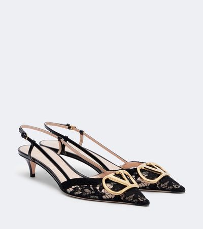 Valentino Garavani Valentino Garavani VLogo lace slingback pumps