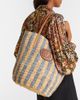 Valentino Garavani Valentino Garavani VLogo Large leather-trimmed striped raffia tote bag - 2