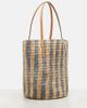 Valentino Garavani Valentino Garavani VLogo Large leather-trimmed striped raffia tote bag - 4