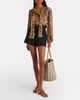 Valentino Garavani Valentino Garavani VLogo Large leather-trimmed striped raffia tote bag - 5