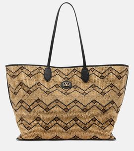 Valentino Garavani Valentino Garavani VLogo Large raffia-effect tote bag