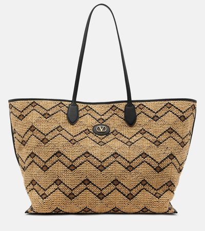 Valentino Garavani Valentino Garavani VLogo Large raffia-effect tote bag