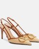 Valentino Garavani Valentino Garavani VLogo leather-trimmed slingback pumps - 1