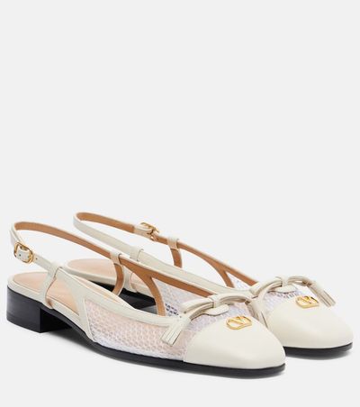 Valentino Garavani Valentino Garavani VLogo leather and mesh slingback flats