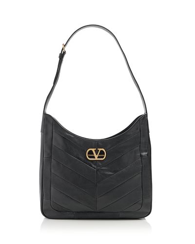 Valentino Garavani Valentino Garavani VLogo Medium Leather Hobo Bag