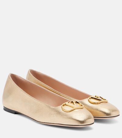 Valentino Garavani Valentino Garavani VLogo metallic leather ballet flats
