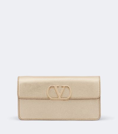 Valentino Garavani Valentino Garavani VLogo metallic leather wallet on chain