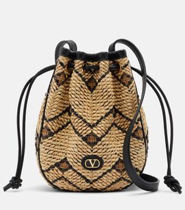 Valentino Garavani Valentino Garavani VLogo Mini raffia bucket bag