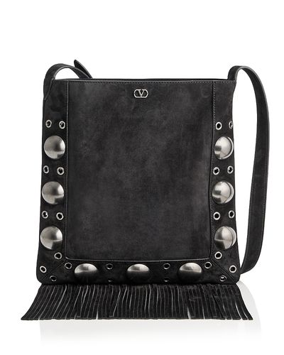 Valentino Garavani Valentino Garavani VLogo Nellcote Fringe Suede Medium Shoulder Bag