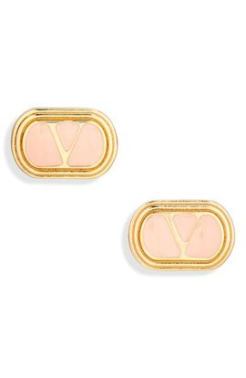 Valentino Garavani Valentino Garavani VLOGO Ovalette Enamel Stud Earrings