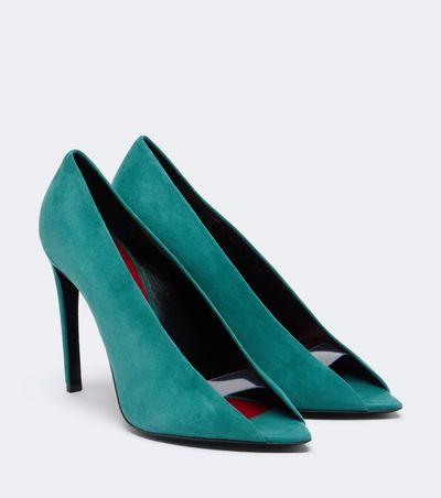 Valentino Garavani Valentino Garavani VLogo RÃ©vÃ©lÃ© suede peep-toe pumps