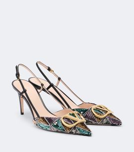 Valentino Garavani Valentino Garavani VLogo sequined leather slingback pumps