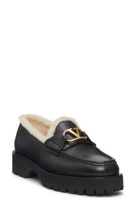 Valentino Garavani Valentino Garavani VLOGO Signature Genuine Shearling Lined Platform Loafer